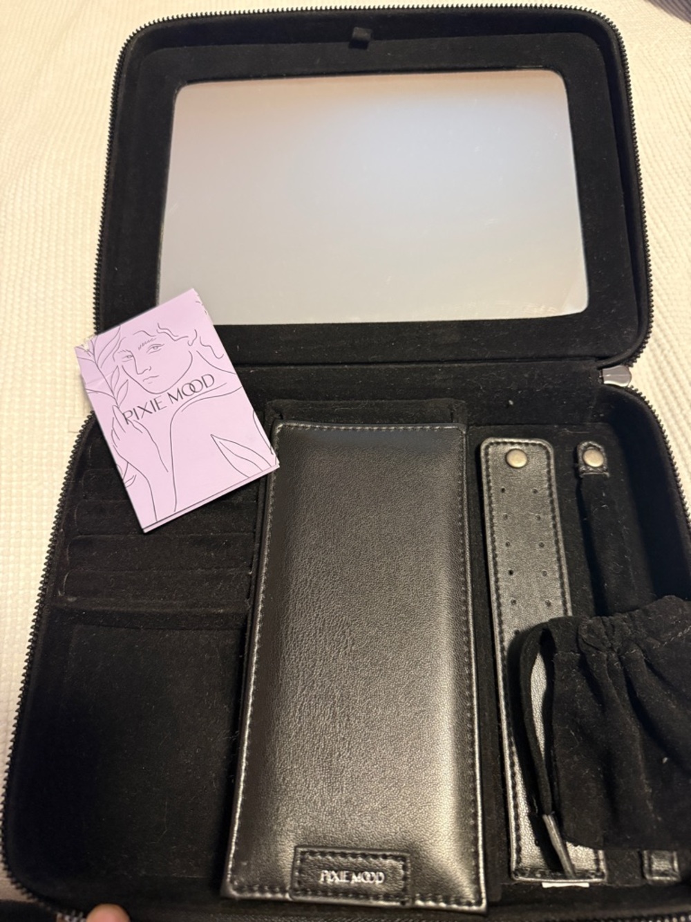 Pixie Mood Black Jewellery Organizer Case with Mirror and Accessory Slots